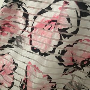 Karl Lagerfeld full, pleated midi skirt with pockets. Pink floral print. Size 6.